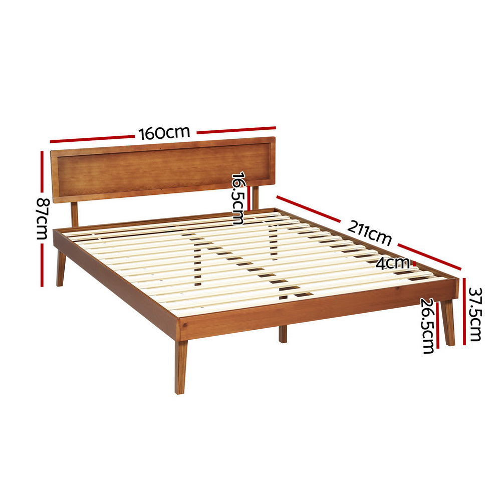 Zoey Bed Frame Wooden Bed Base - Walnut Queen