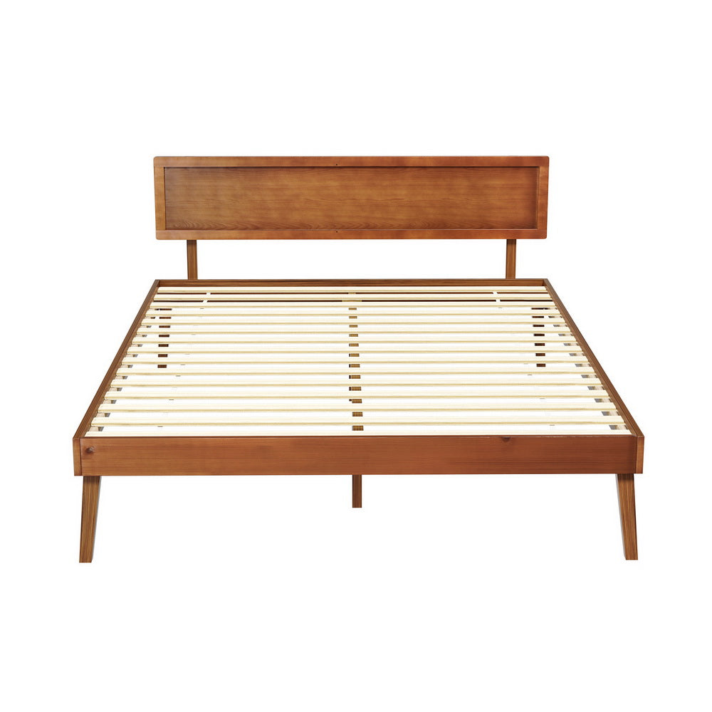 Zoey Bed Frame Wooden Bed Base - Walnut Queen