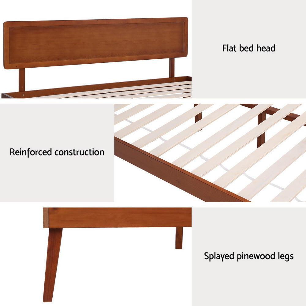 Zoey Bed Frame Wooden Bed Base - Walnut Queen