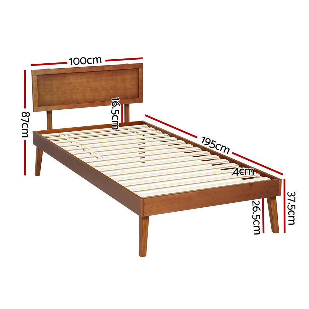 Zoisite Bed & Mattress Package with 32cm Mattress - Walnut Single