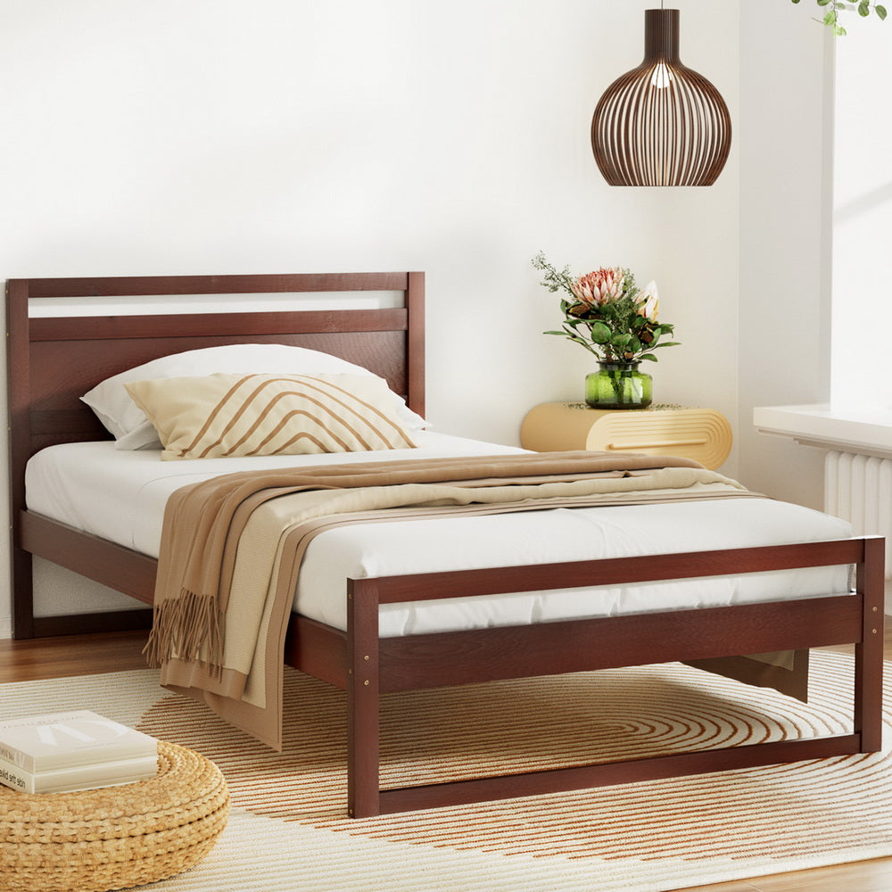 Datolite Bed & Mattress Package with 32cm Mattress - Walnut King Single