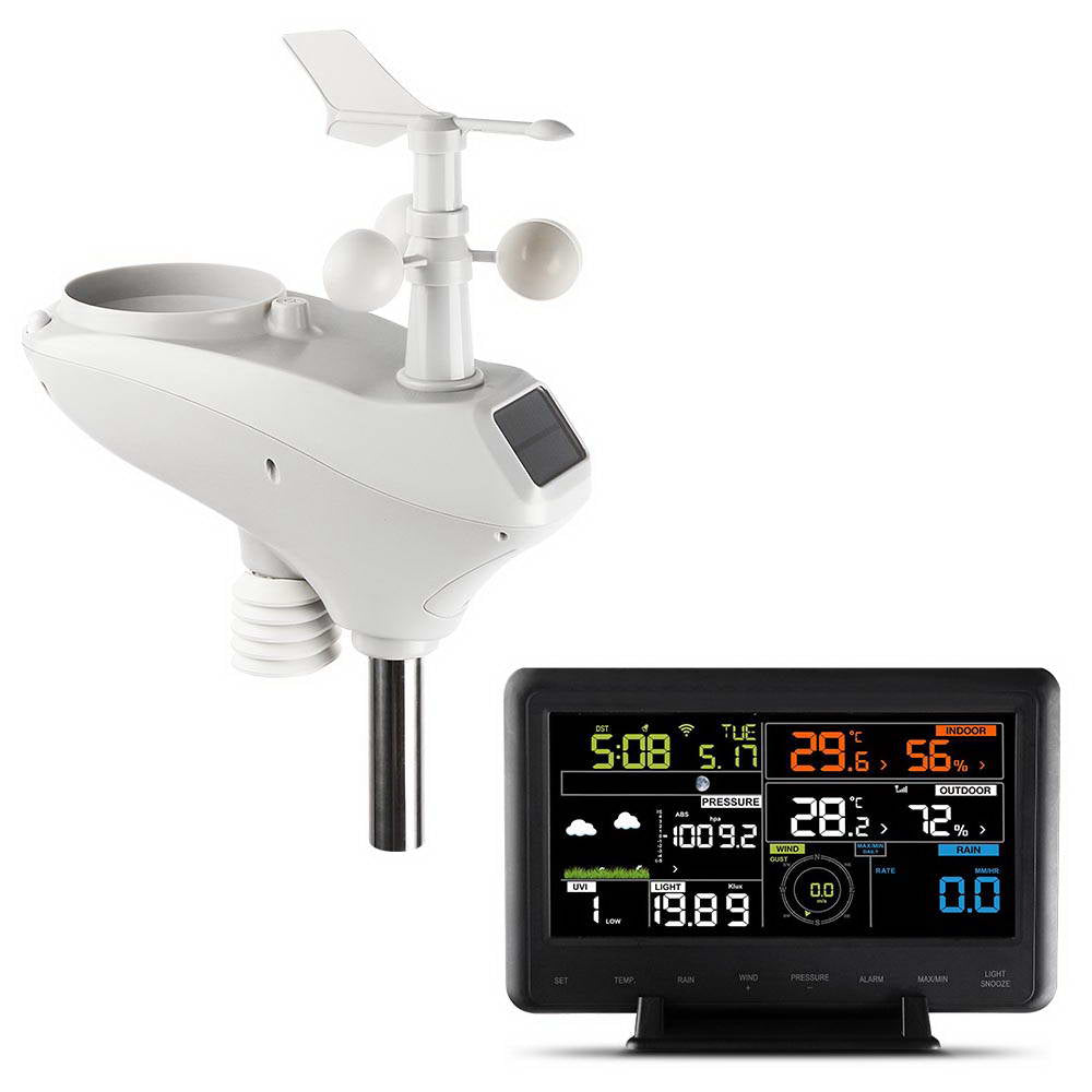 Wireless WiFi Professional Weather Station Solar Sensor LCD UV Light