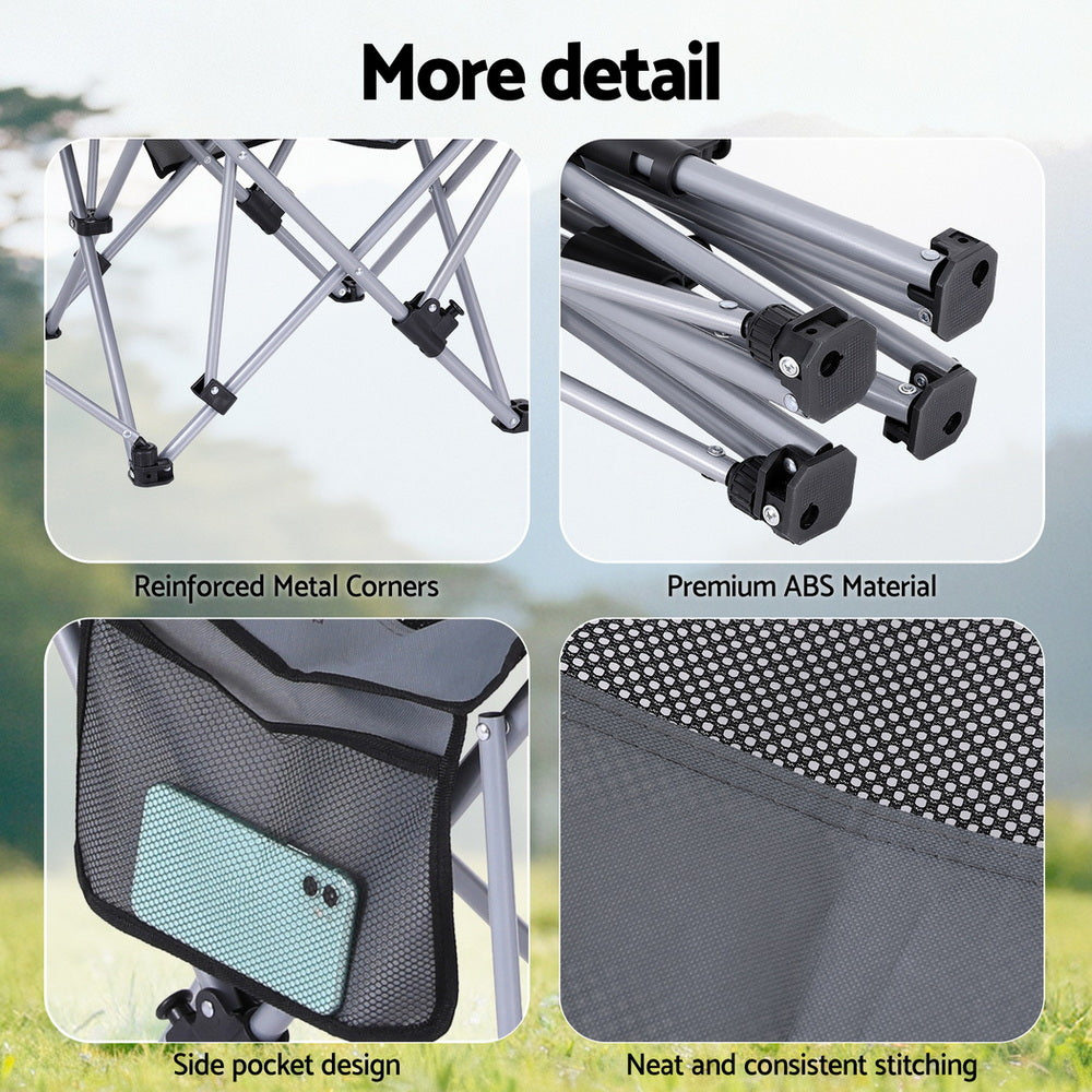 Camping Chair Adjustable Reclining Portable Outdoor Folding Chair Grey