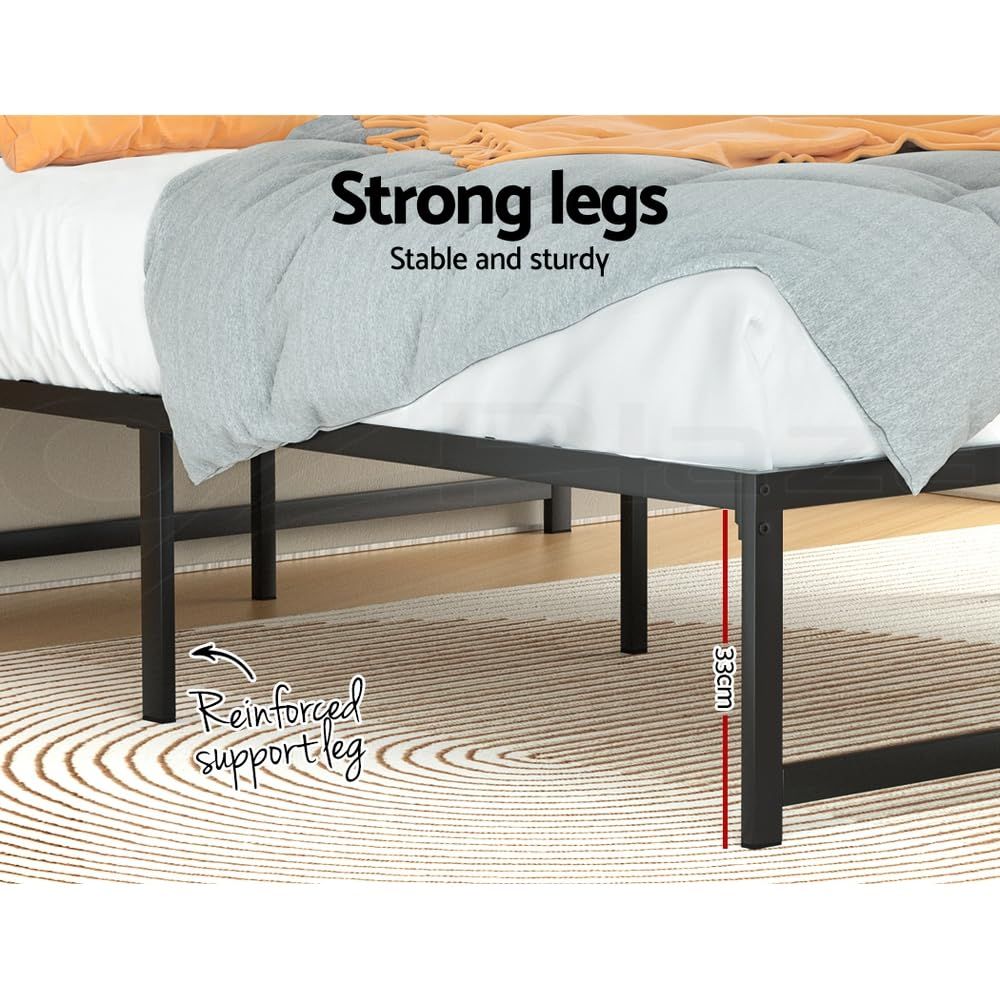 Malachia Bed & Mattress Package with 30cm Mattress Metal Bed Frame - Black Double