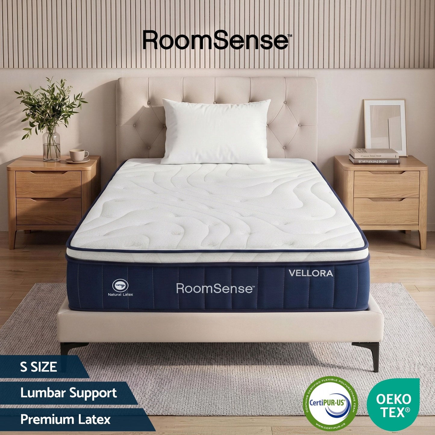 Alessia 30cm Medium Firm Hybrid Mattress with Latex Lumbar Support - Single