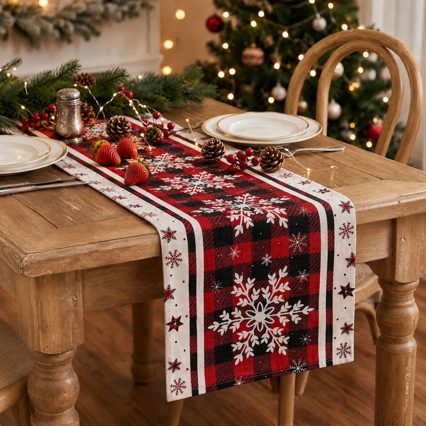 Christmas Table Runner Snowflake 190x32CM Dining Party Decor Linen