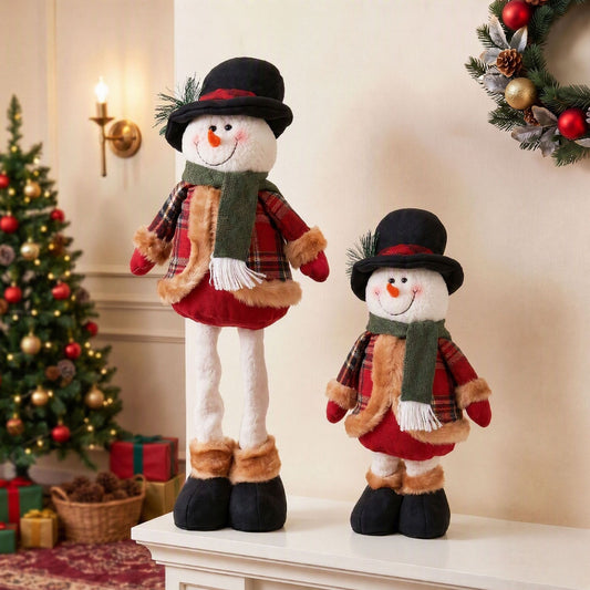 Christmas Snowman Ornament 40-56cm Telescopic Tabletop Decoration Doll, Adjustable Length For Tabletop, Window, Mantel, Indoor Holiday Decor