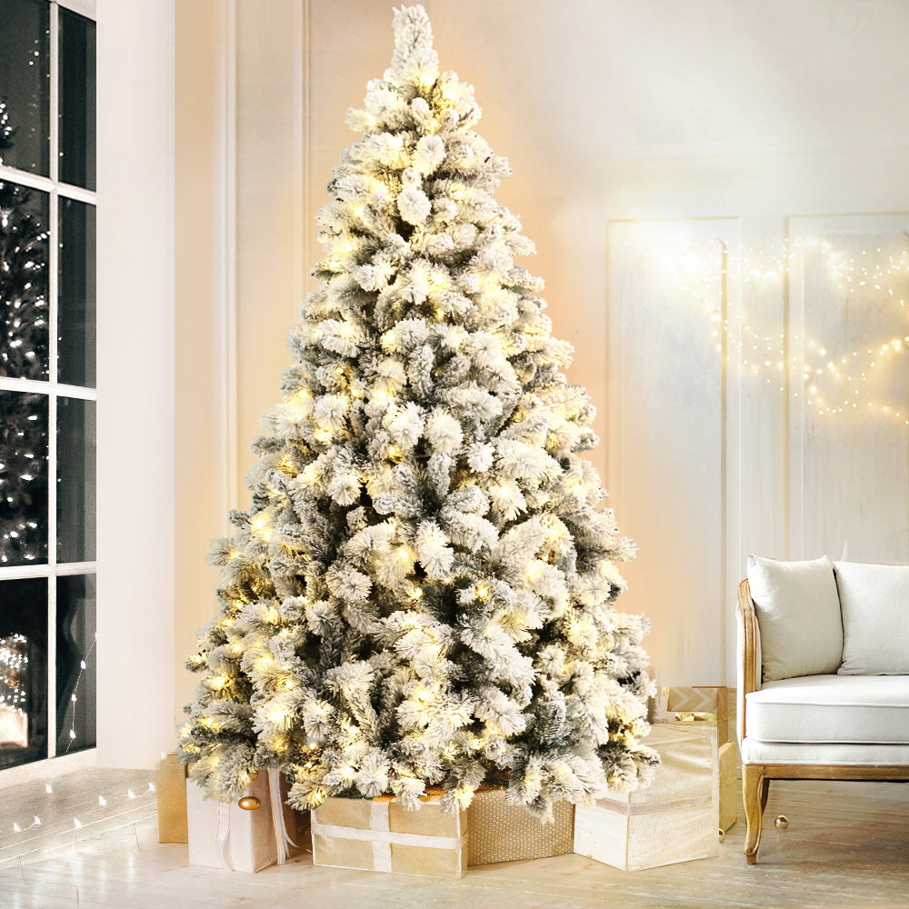 6ft 1.8m Christmas Tree Xmas Tree with 350 LED Lights Snowy Tips