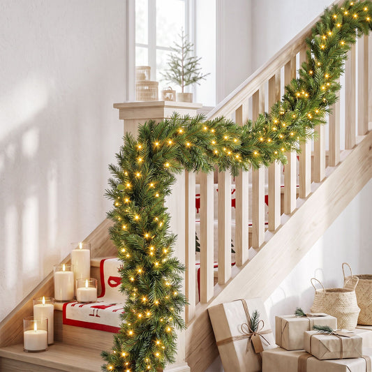 2.7M Christmas Garland 8 Mode LED Lights Timing 200Tips Xmas Decor