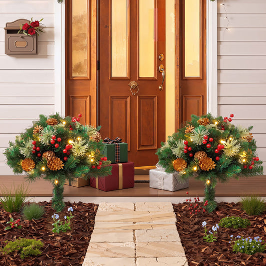2 Pack 45cm Lighted Artificial Christmas Tree Pathway Xmas Trees
