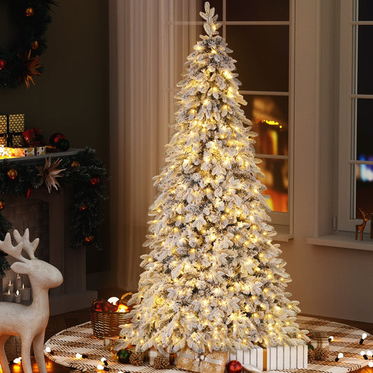 7ft 2.1m 350 LED 860 Tips Christmas Tree Flocking Pencil Tree LED Xmas White