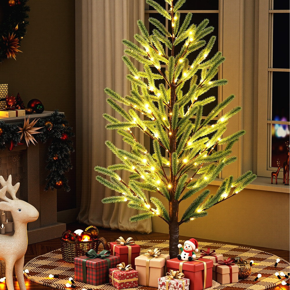 6ft 1.8m Christmas Tree Pre-lit LED Xmas Tree 8 Modes Party Decoration