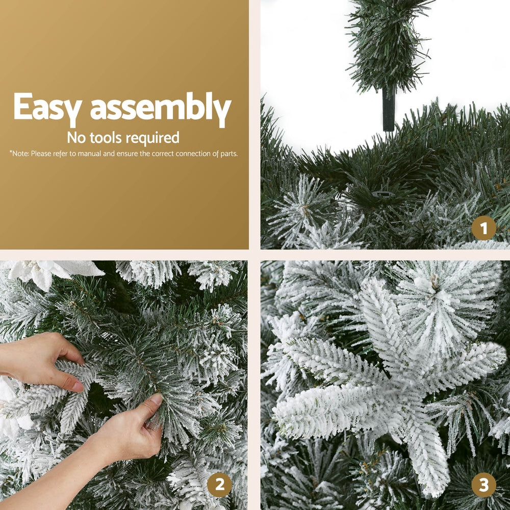 6ft 1.8m Christmas Tree Xmas Tree Snow Flocked Flowers Decor 564 Tips