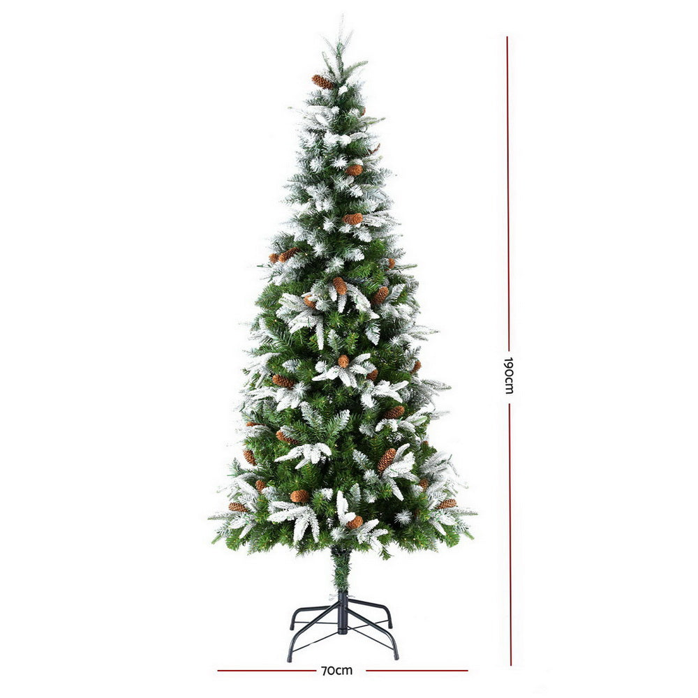 6.2ft 1.9m 280 LED 680 Tips Christmas Tree Pine Cones Flocking Xmas Tree