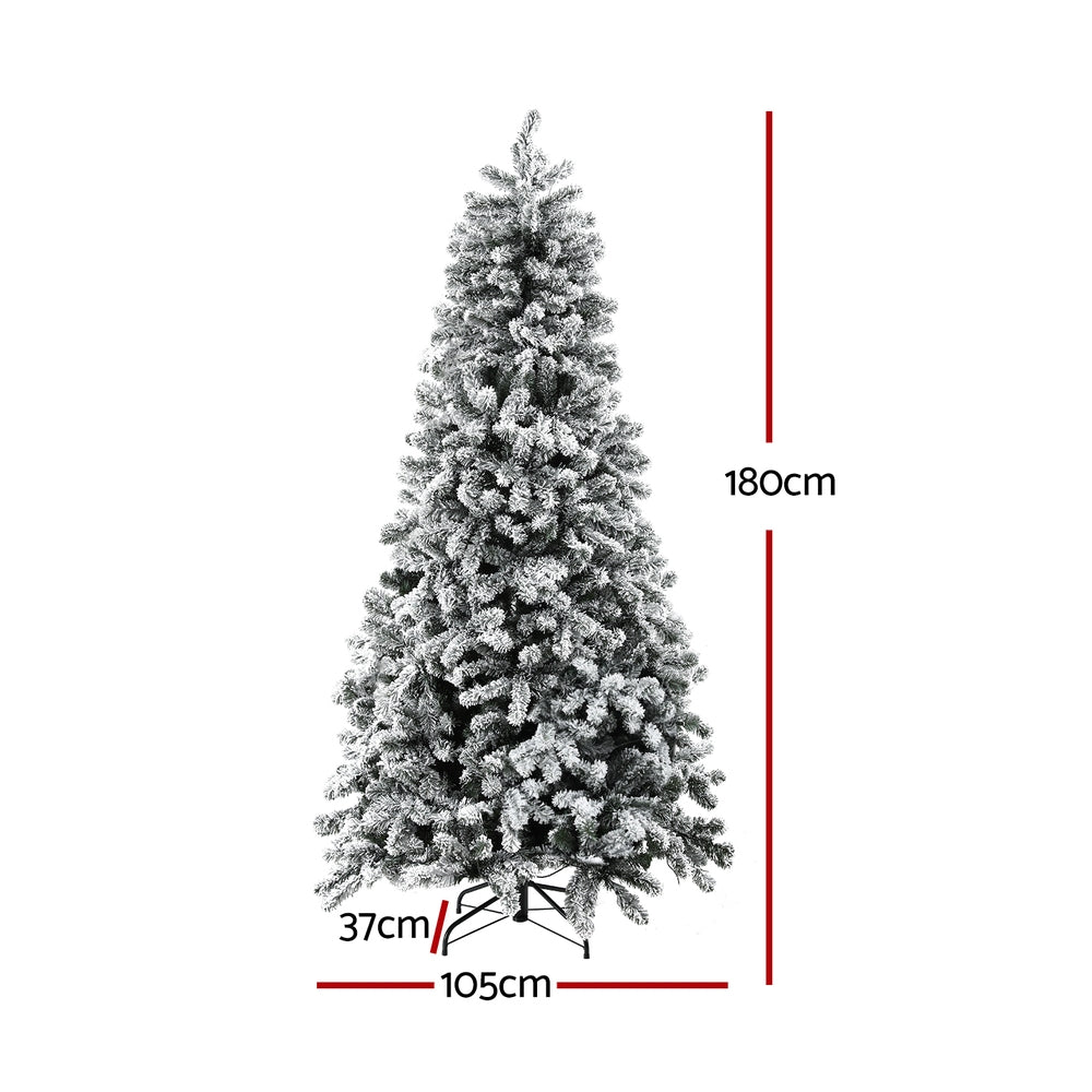 6ft 1.8m 350 LED Christmas Tree Snow Flocked LED Xmas Decoration 8-Light Modes