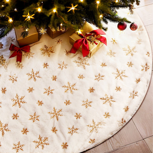 Christmas Tree Skirt 90cm Snowflake Ornaments Xmas Decorations