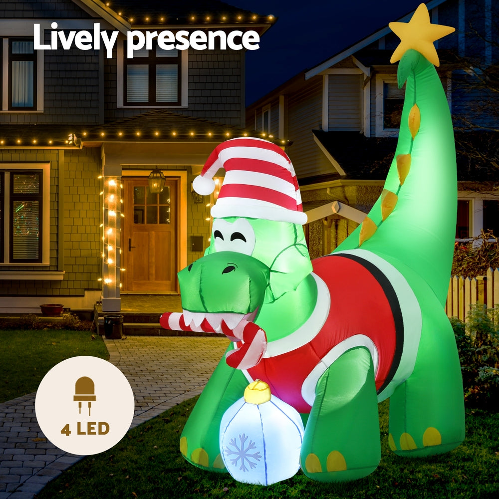 Dinosaur LED Christmas Inflatable Decorations Illuminated - 1.86M