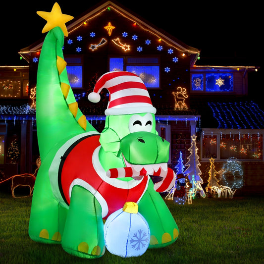 Dinosaur LED Christmas Inflatable Decorations Illuminated - 1.86M