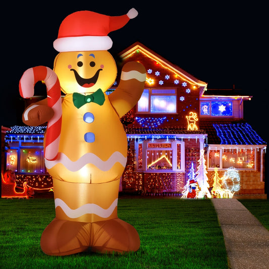 Gingerbread Man LED Christmas Inflatable Decorations Illuminated - 1.5M