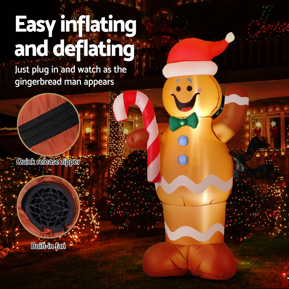 Gingerbread Man LED Christmas Inflatable Decorations Illuminated - 1.5M