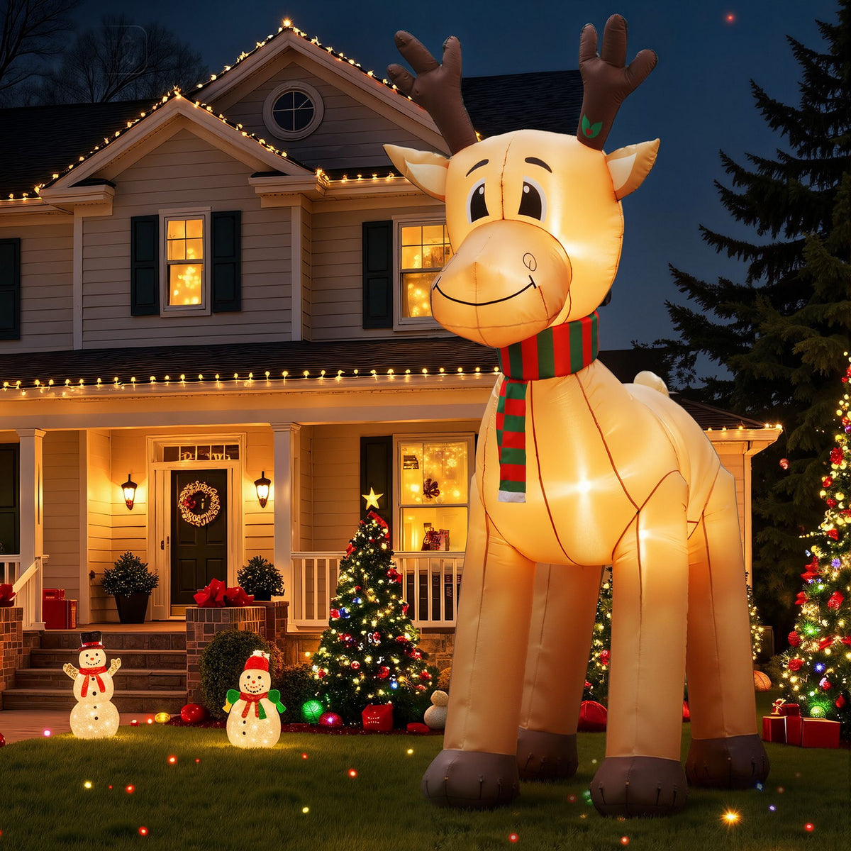 Reindeer Christmas Inflatable Illuminated Xmas Decorations - 5M