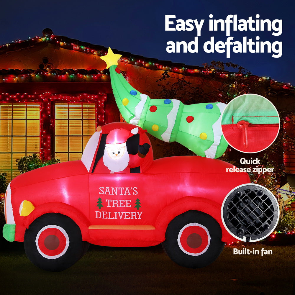Santa Truck LED Christmas Inflatable LED Decorations Illuminated - 1.6M