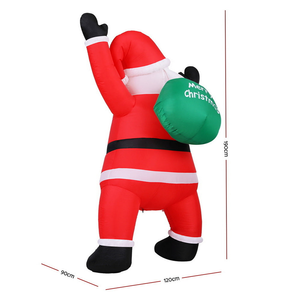 Santa Climbing LED Christmas Inflatable Illuminated Decorations - 1.9M