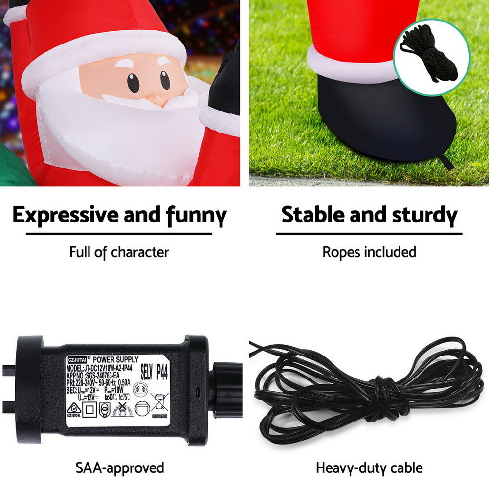 Santa Climbing LED Christmas Inflatable Illuminated Decorations - 1.9M