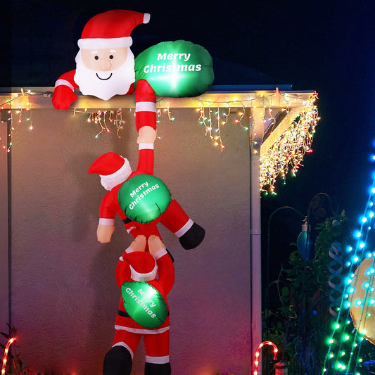 Climbing Santa LED Christmas Inflatable Decorations Illuminated - 2.5M