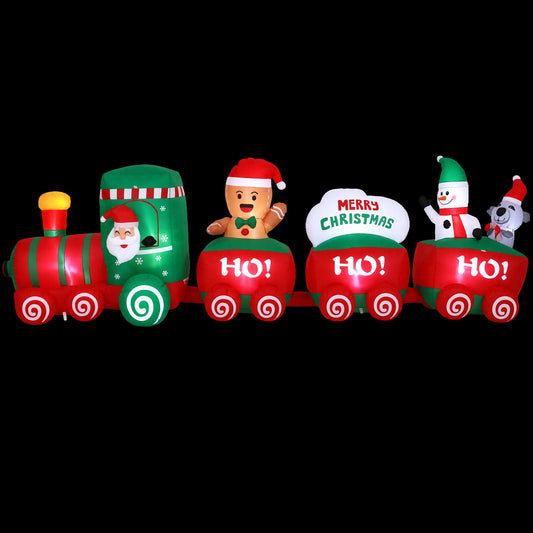 Santa Train Christmas Inflatable Length LED Decorations Illuminated - 3.6M