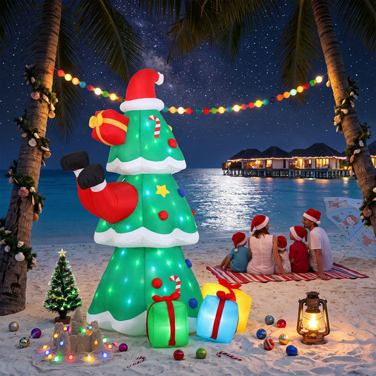 Santa Tree Christmas Inflatable Height Flashing Light Decorations Illuminated - 2.5M