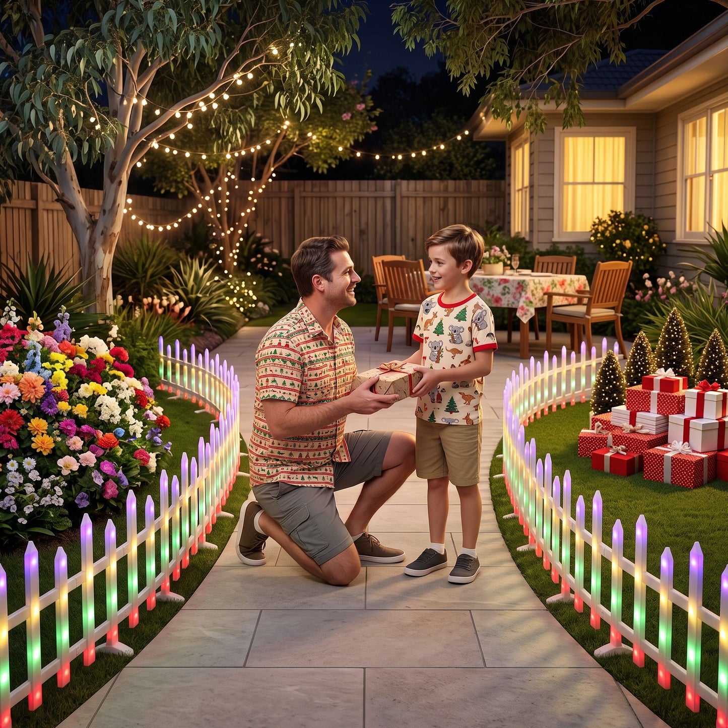 3m Solar Christmas Fence Lights Outdoor Garden Path Decor Multicolour 8pc