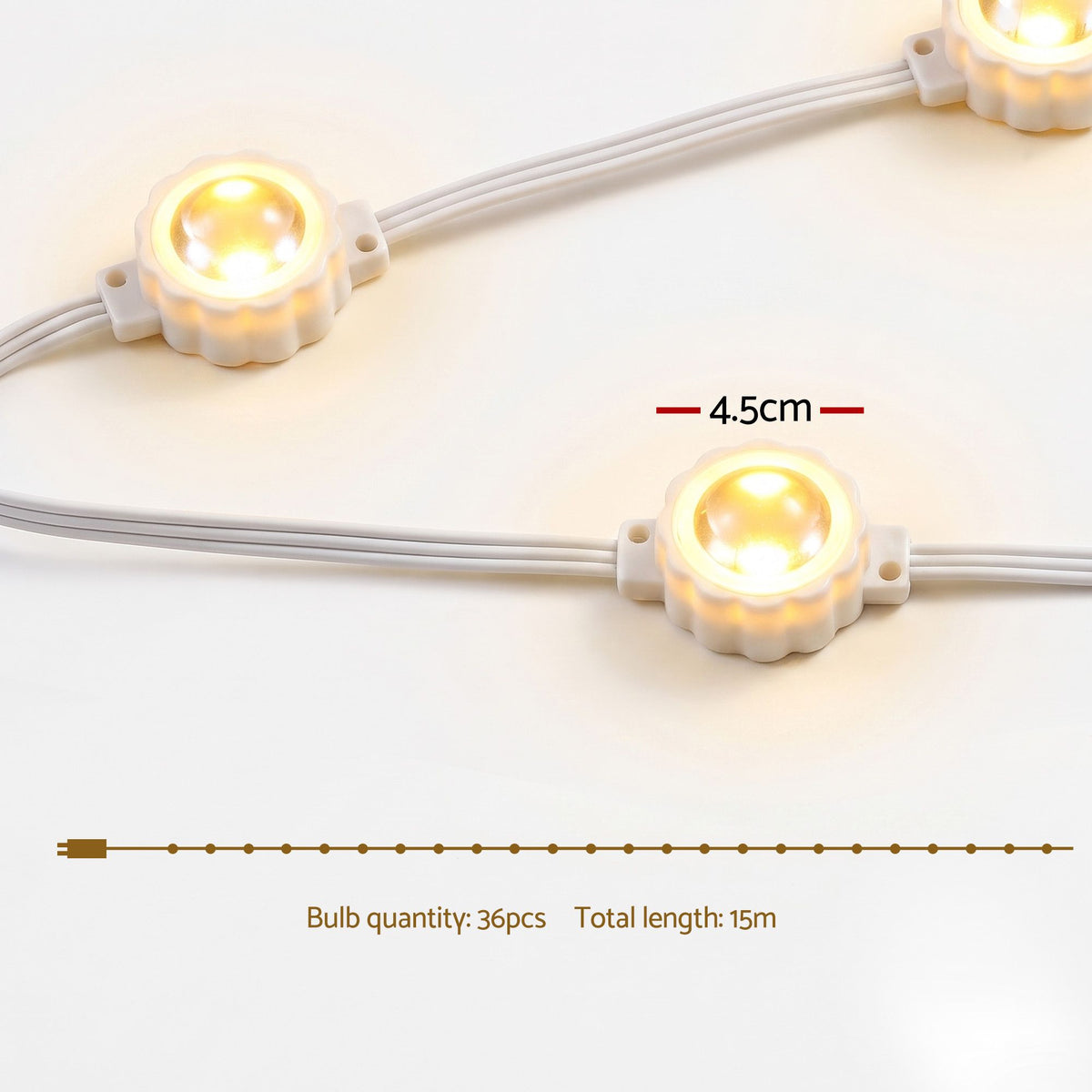 15M Christmas Lights Permanent String Eaves Light 36 LED Decoration
