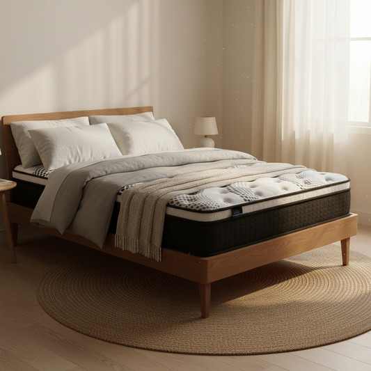 Zoisite Bed & Mattress Package with 32cm Mattress - Walnut Single