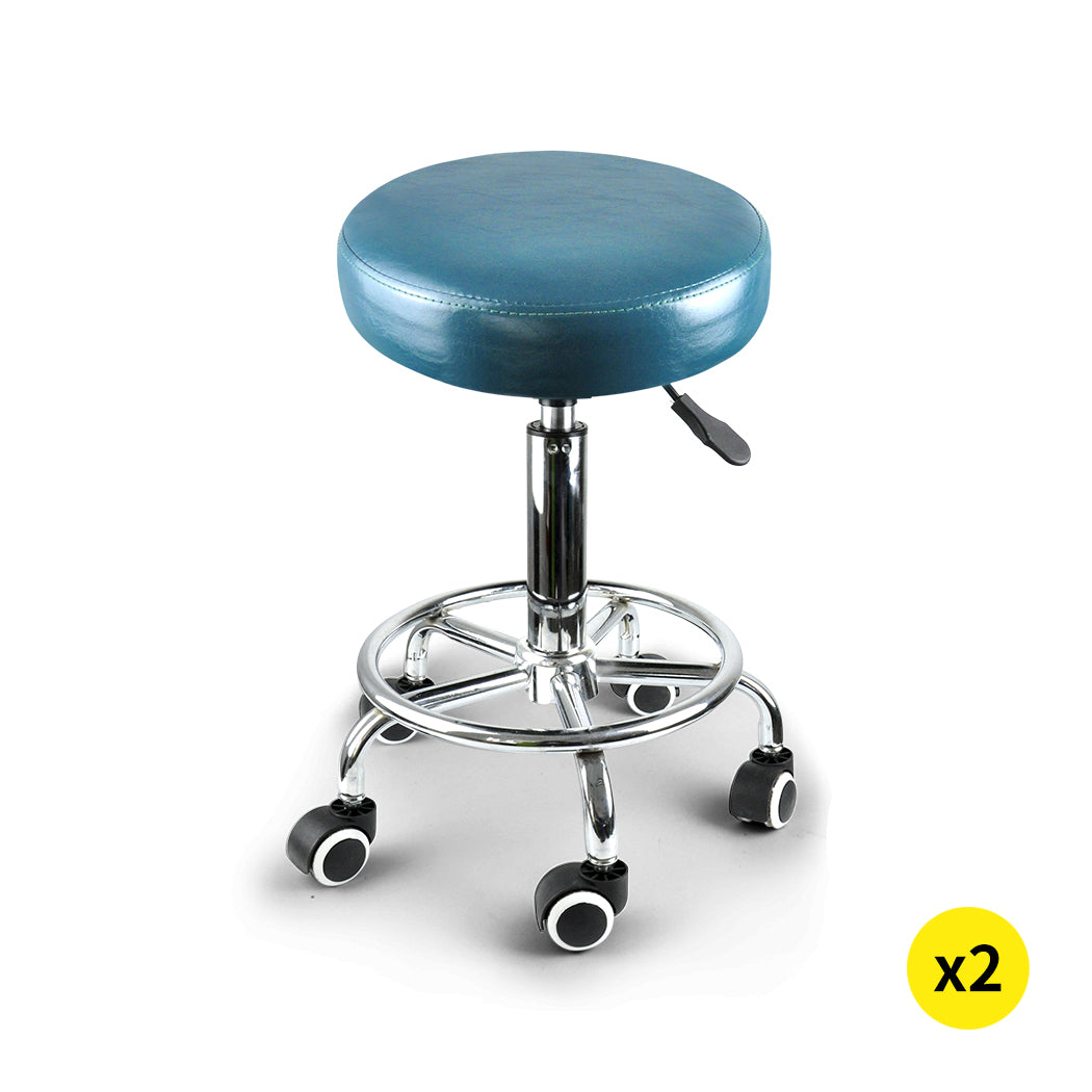Set of 2 Swivel Salon Barstool Hairdressing Stool Barber Chair Equipment Beauty Teal