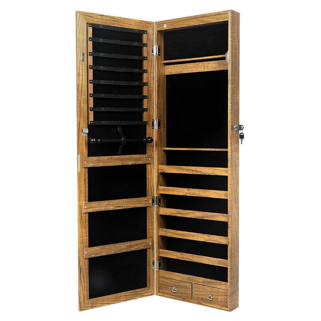Mirror Jewellery Cabinet Makeup Storage Cosmetic LED Light Organiser Box