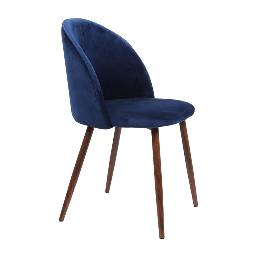 Cade Set of 2 Dining Chairs Seat Velvet French Provincial Kitchen Lounge - Navy