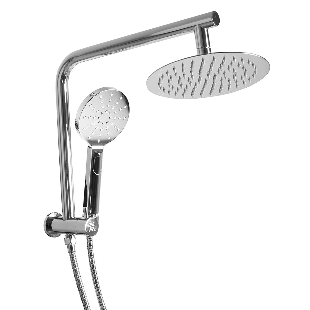 Shower Head High Pressure Set Rain Round - Silver