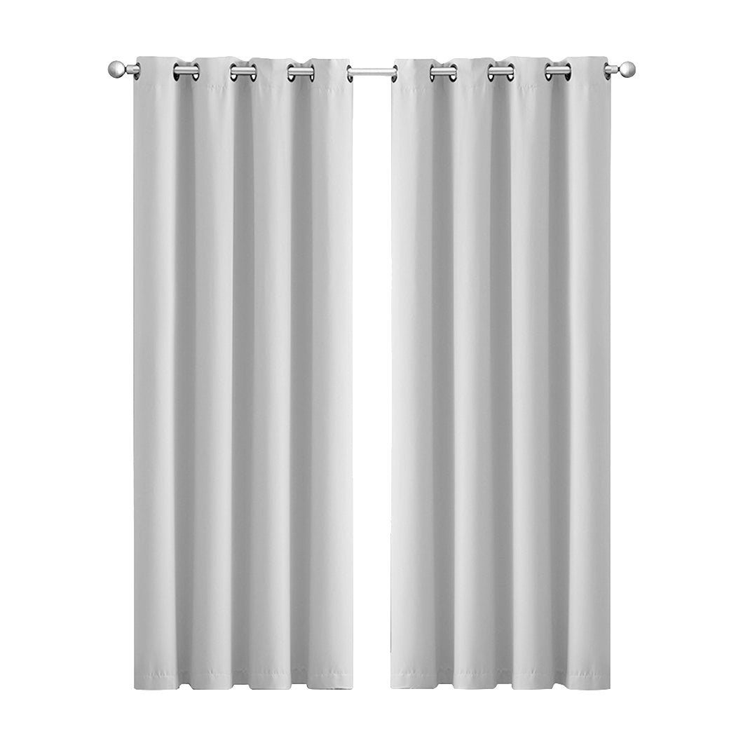 Set Of 2 Blockout Curtains Panels 3 Layers Eyelet Room Darkening 140X230Cm Grey