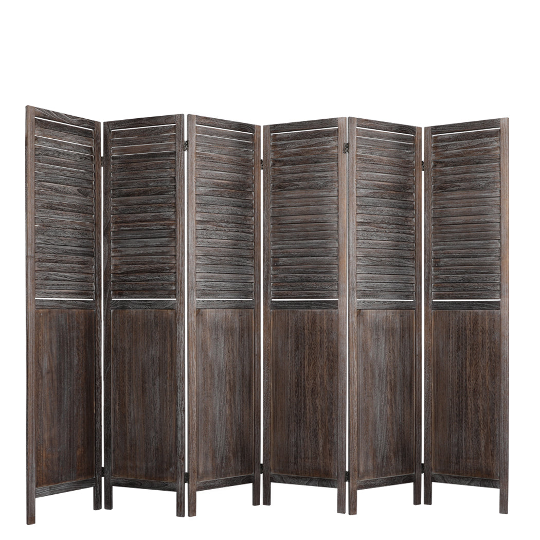 6 Panel Partition Room Divider - Brown
