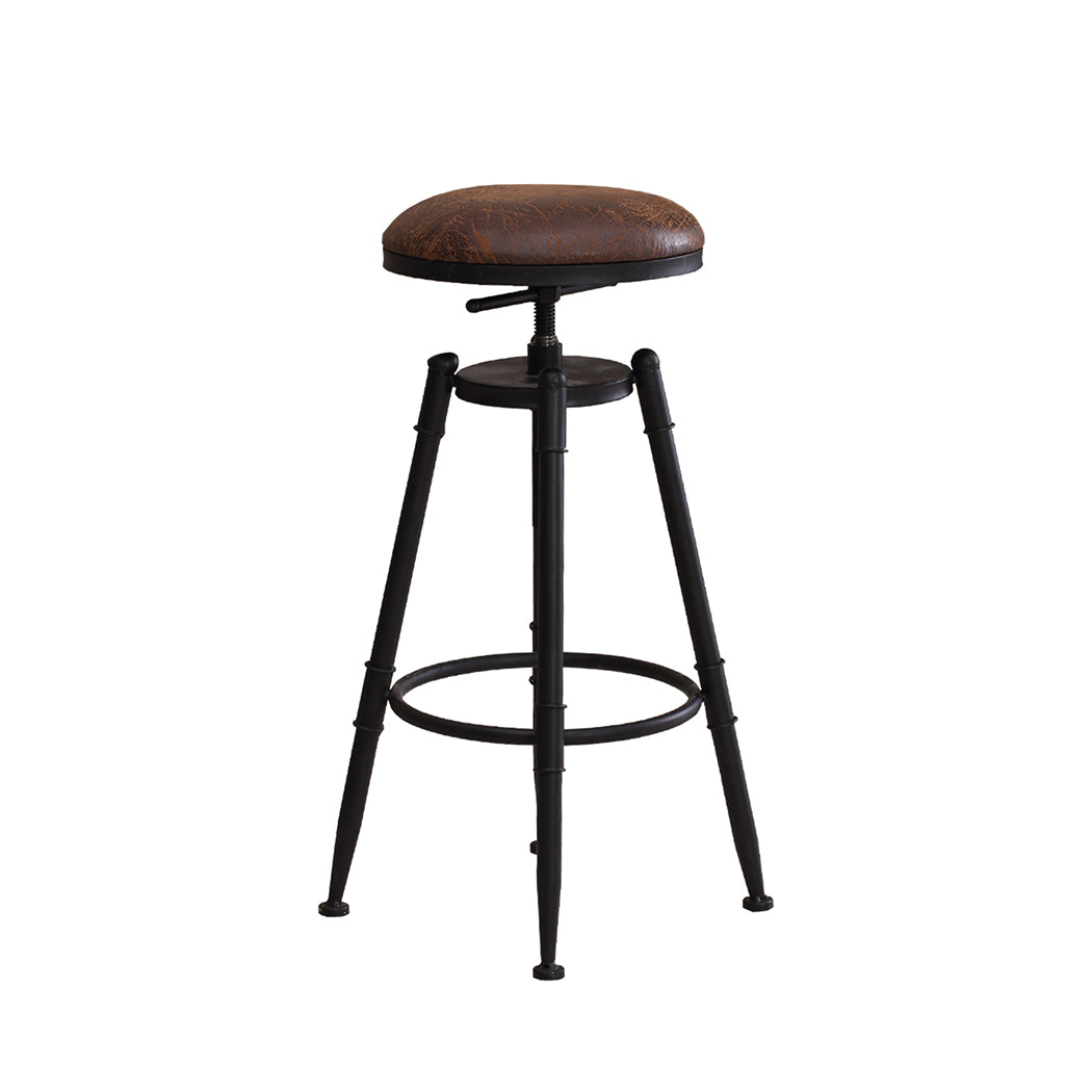 Set of 2 Trieste Rustic Industrial Bar Stool Kitchen Stool Barstool Swivel Dining Chair - Wood