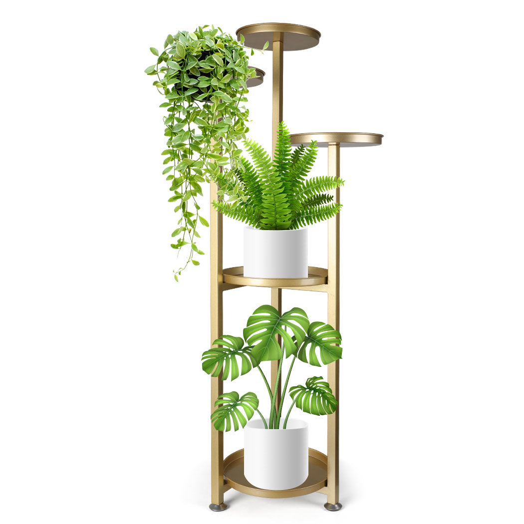 Plant Stand Outdoor Indoor Flower Pots Rack Garden Shelf Gold 120CM