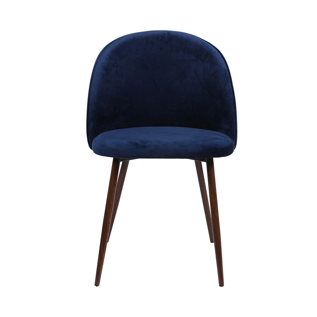 Cade Set of 2 Dining Chairs Seat Velvet French Provincial Kitchen Lounge - Navy