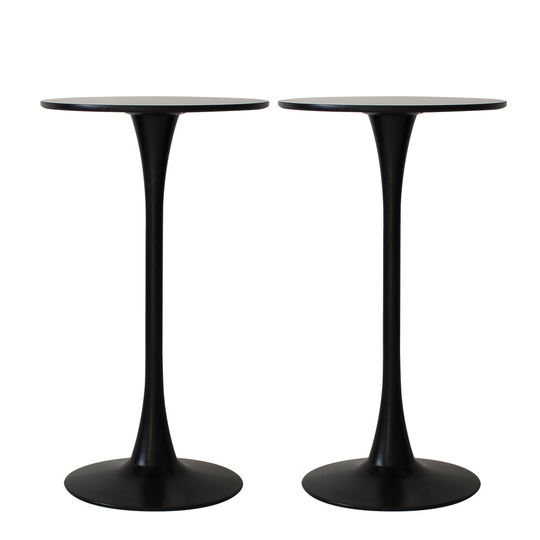 Set of 2 Round Bar Table Pub Tables - Black