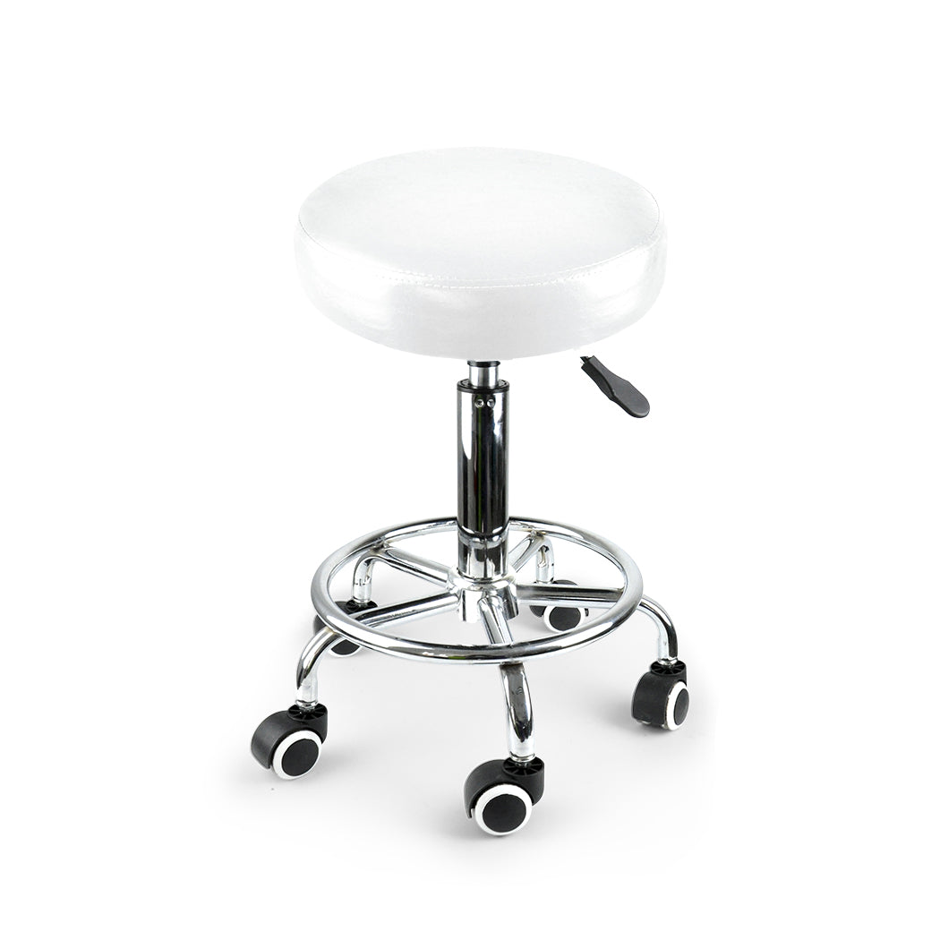 Set of 2 Swivel Salon Barstool Hairdressing Stool Barber Chair Equipment Beauty White