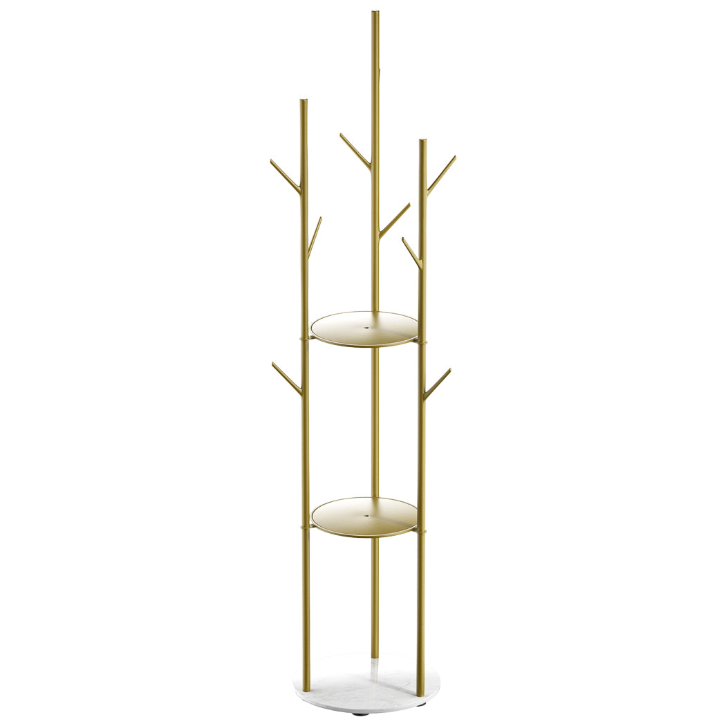 Coat Rack Clothes Stand 8 Hook Organizer - Gold