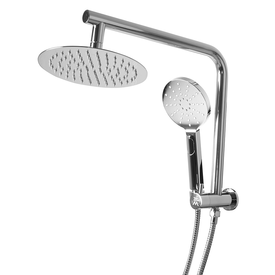 Shower Head High Pressure Set Rain Round - Silver