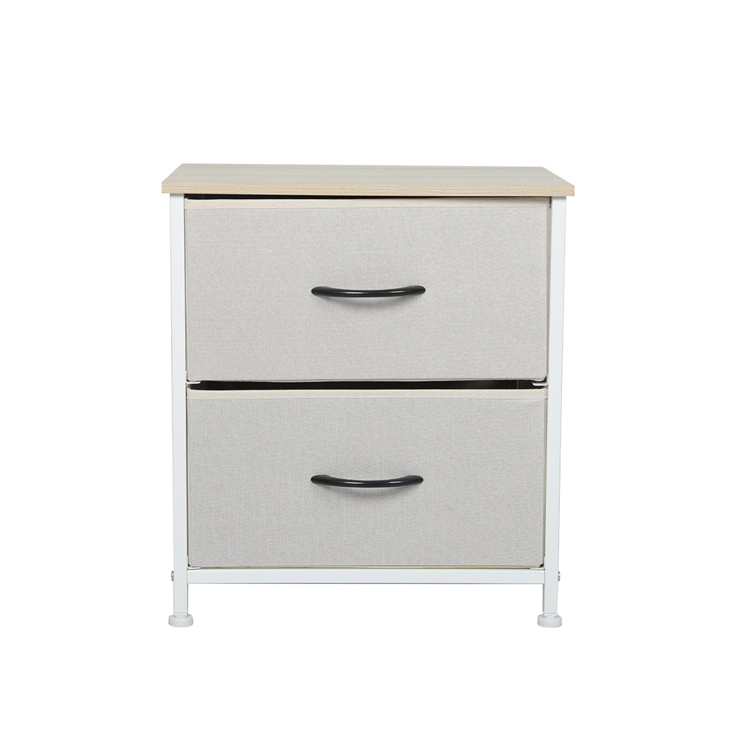 Waterloo Fabric Bedside Tables with 2 Drawers - Beige