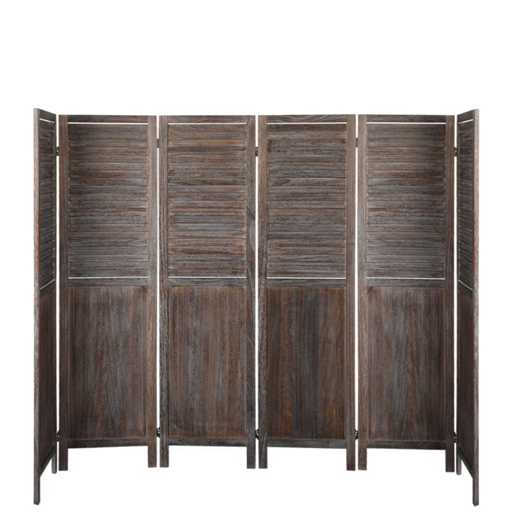 6 Panel Partition Room Divider - Brown