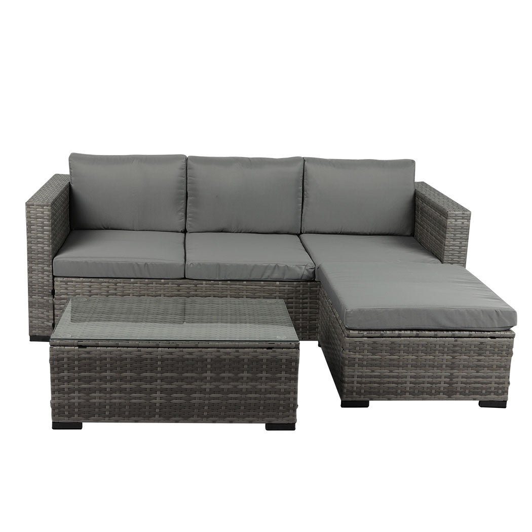 Trish 4-Seater Patio Furniture Garden Chair Table Lounge 5-Piece Outdoor Sofa - Mixed Grey